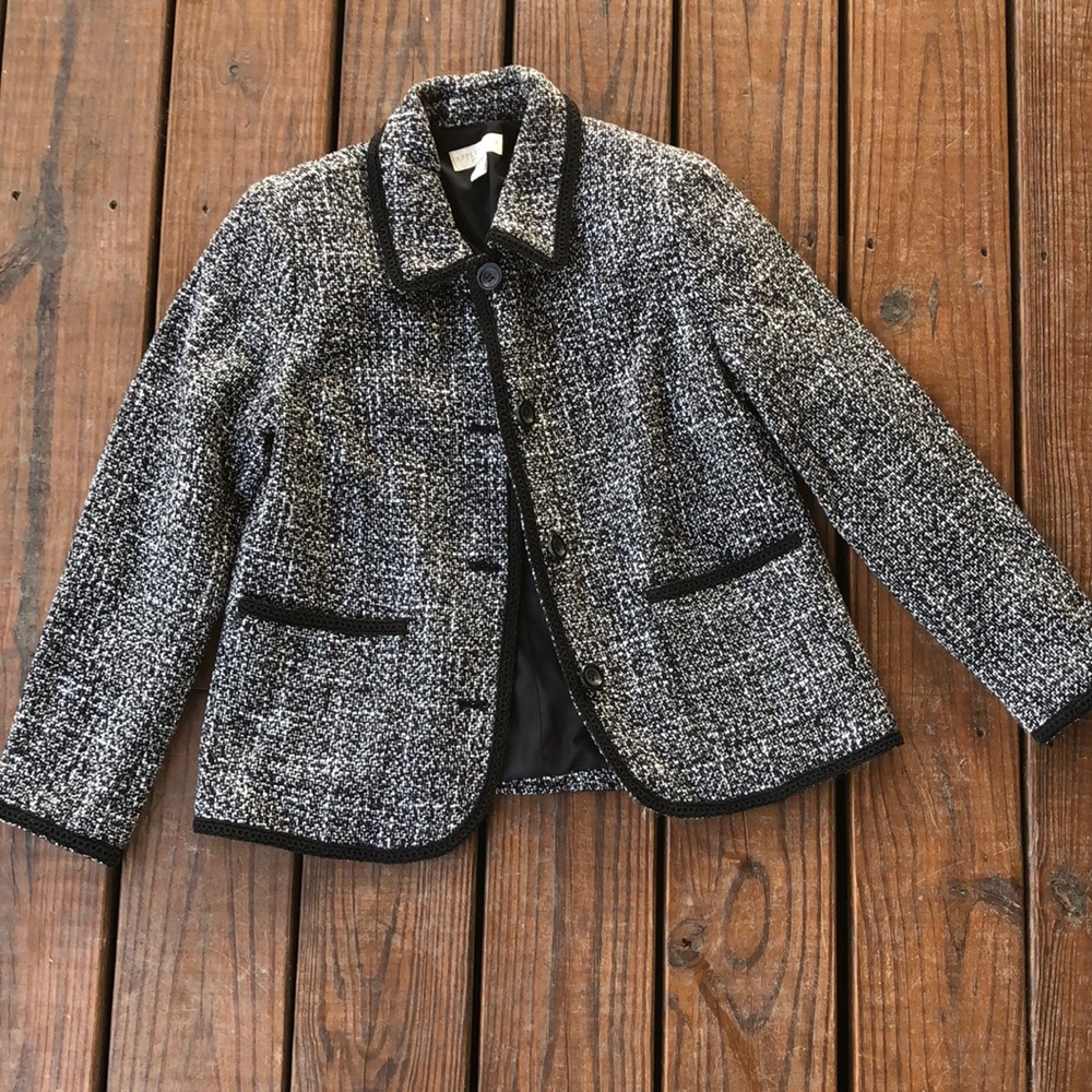 Appleseed’s Black and White Tweed Blazer-6P